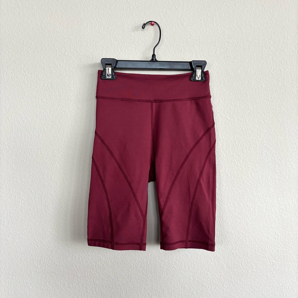 Free People High Waist Burgundy Bicycle Shorts